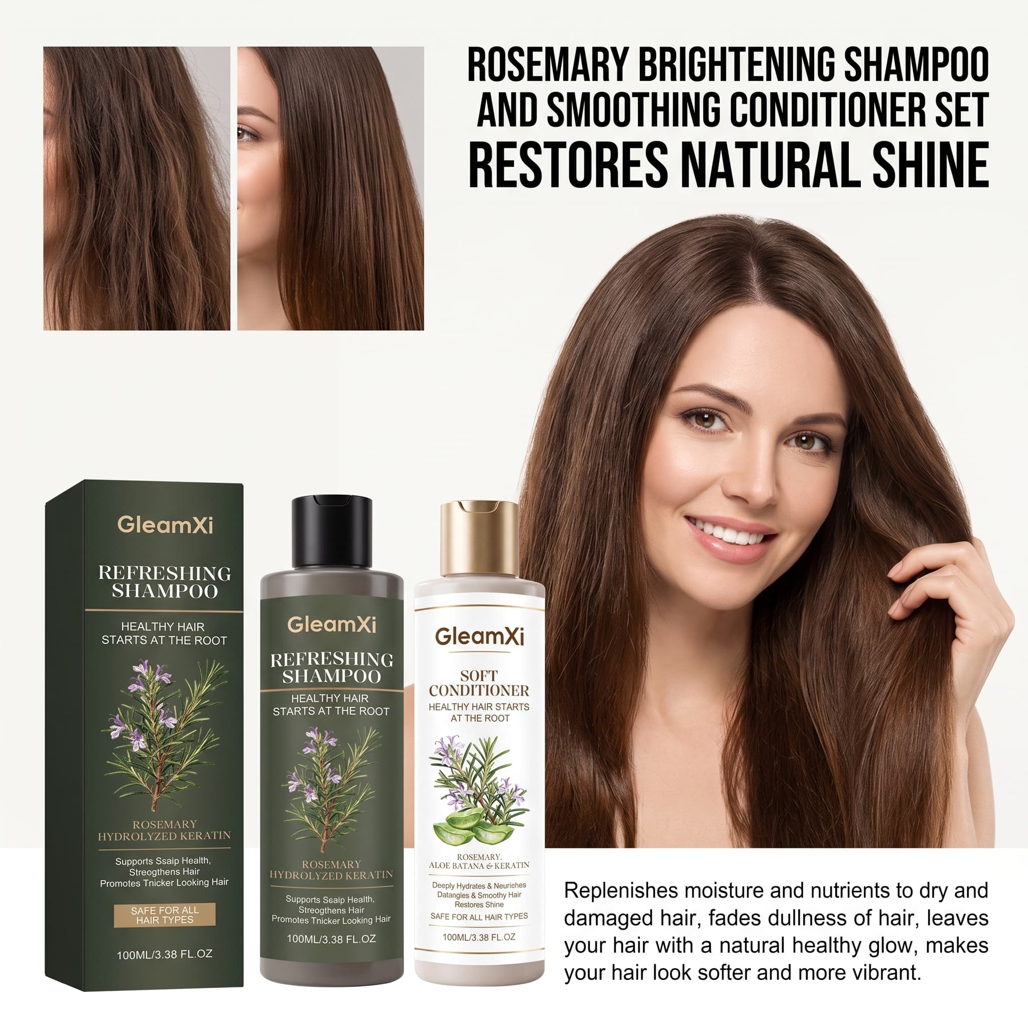 Hair Care Keratin Shampoo - Rosemary Shampoo Conditioner Set Oil Control